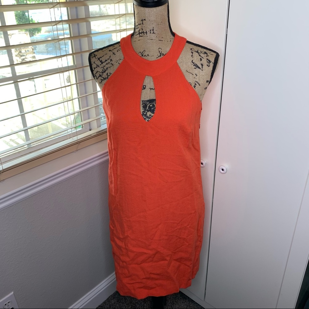 Chattawak Key Hole Linen Style Midi Dress